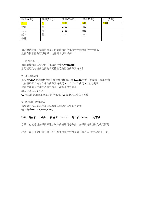 WORD公式详解