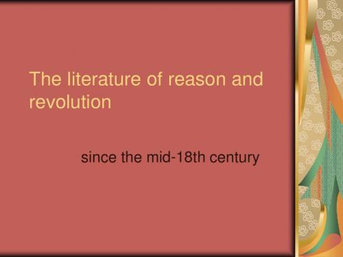 2.The literature of reason and revolution