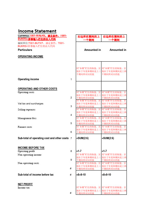 SAP_FICO损益报表开发逻辑