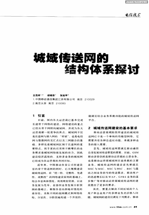 城域传送网的结构体系探讨