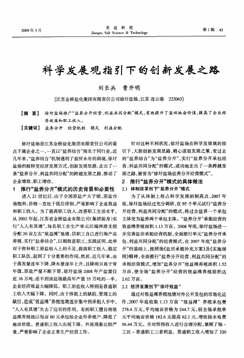 科学发展观指引下的创新发展之路