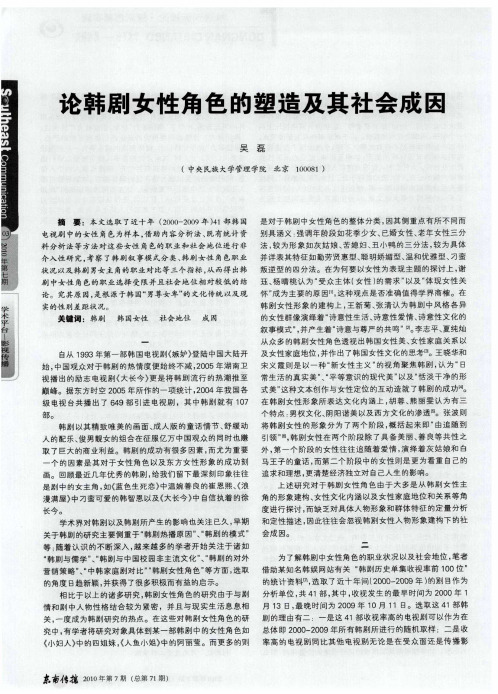 论韩剧女性角色的塑造及其社会成因