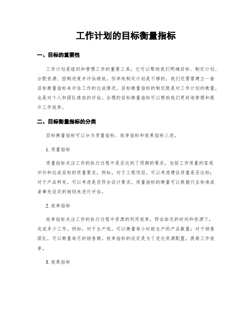 工作计划的目标衡量指标