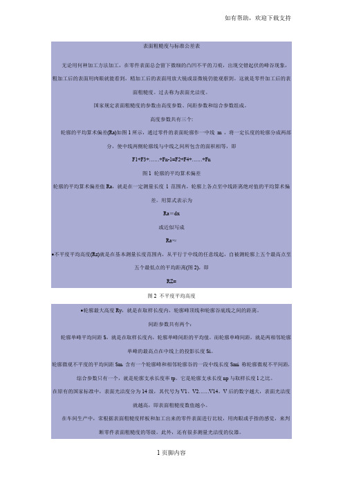 表面粗糙度与标准公差表