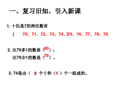 新人教版一年级下册数学100以内数的顺序课件