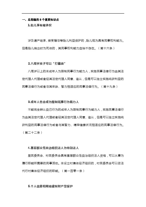 民法典总编的8个重要知识点