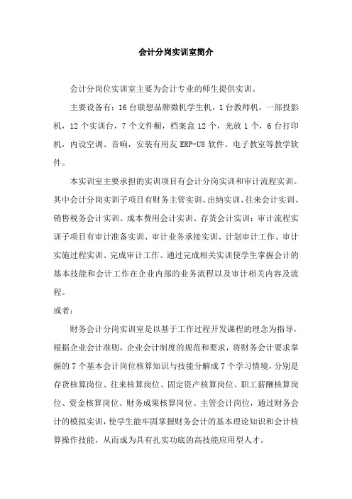 会计分岗实训室简介