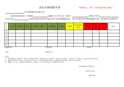 商品车辆调拨单模板