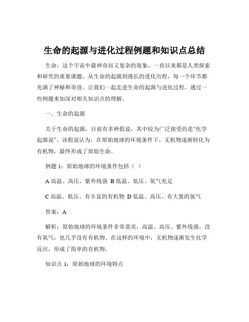 生命的起源与进化过程例题和知识点总结