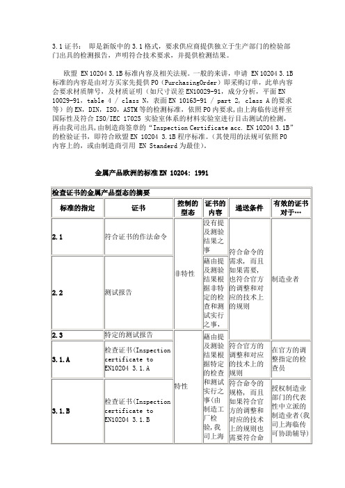 EN10204标准