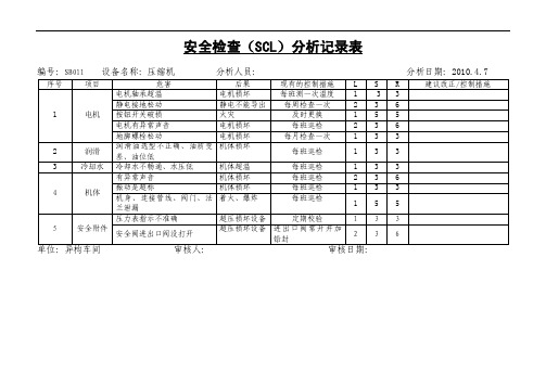 安全检查表分析SCL