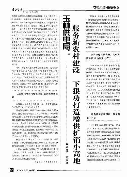 玉林供电局：服务新农村建设 下狠功打造增供扩销小高地