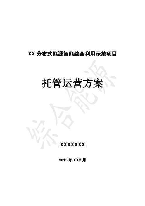分布式能源智能综合利用项目运营方案