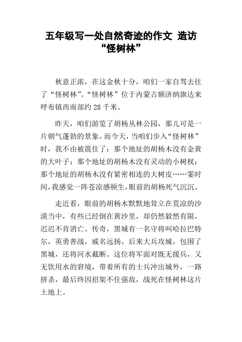五年级写一处自然奇迹的作文造访“怪树林”