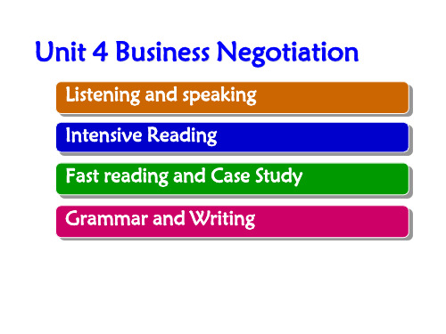 实用商务英语综合教程Unit 4 Business Negotiation