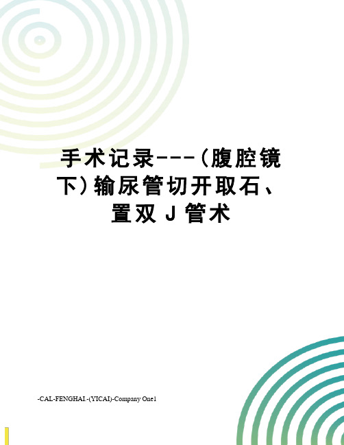 手术记录---(腹腔镜下)输尿管切开取石、置双J管术