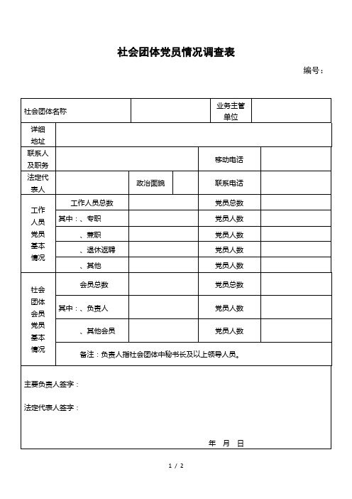 社会团体党员情况调查表