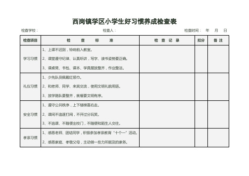 最新小学好习惯养成检查表