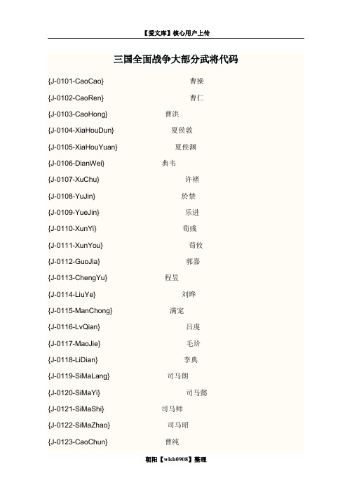 三国全面战争大部分武将代码