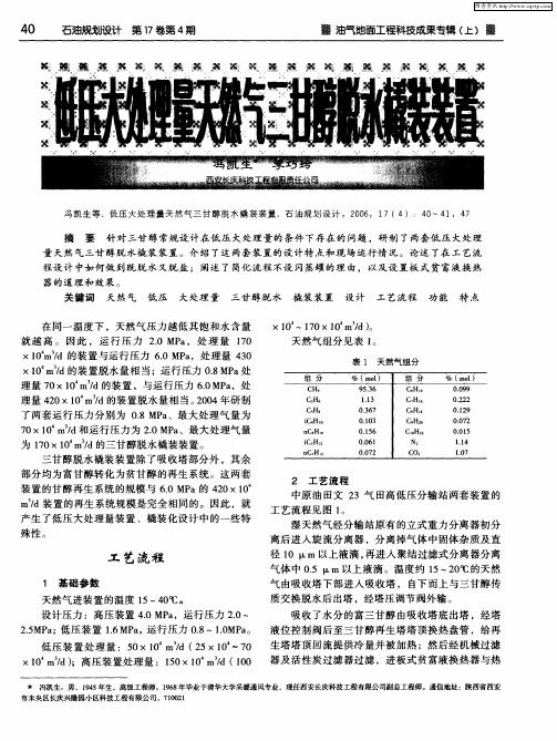 低压大处理量天然气三甘醇脱水橇装装置