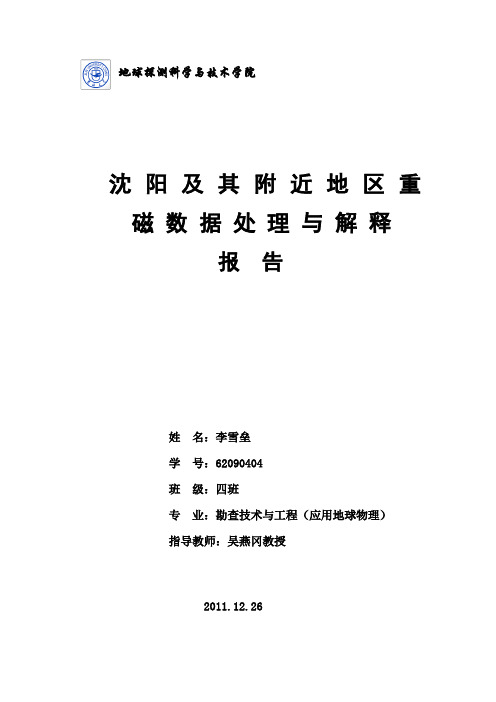 吉林大学重磁数据处理与解释报告