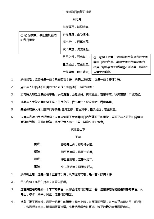 人教版七年级上册第十五课古诗相关提纲联系