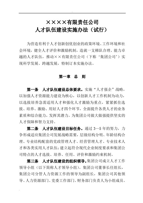 某大型企业人才队伍建设实施办法