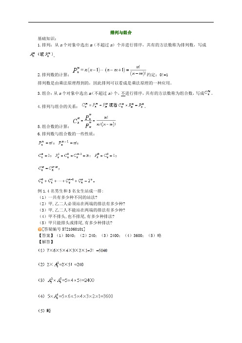 初中数学竞赛排列与组合