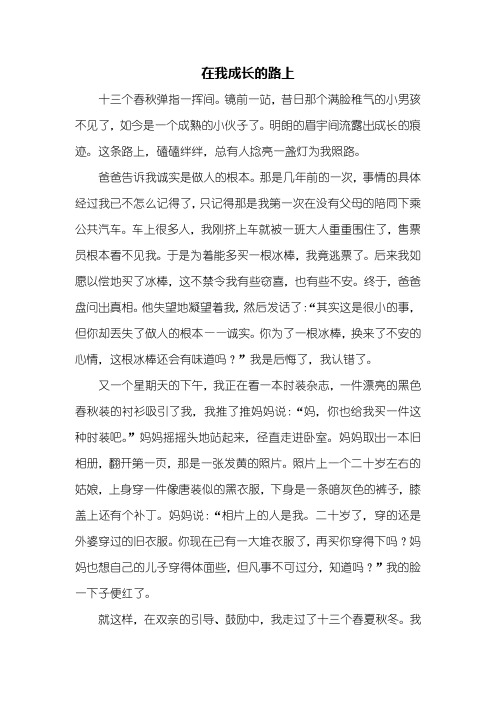 初二作文：在我成长的路上作文600字