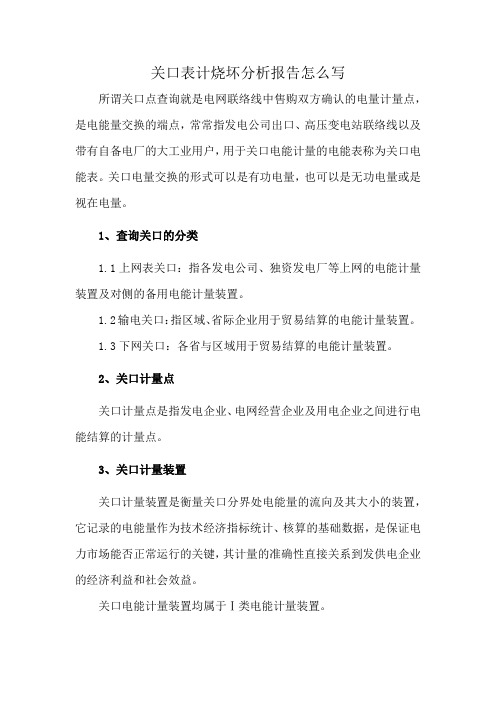 关口表计烧坏分析报告怎么写