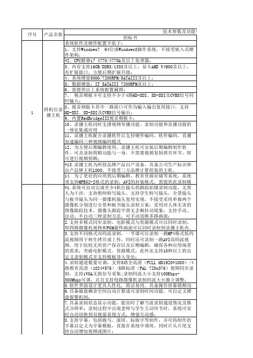 轻工业学院录播系统配置清单、数量、偏差表