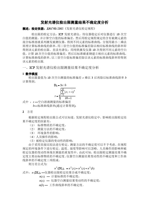 发射光谱仪检出限不确定度