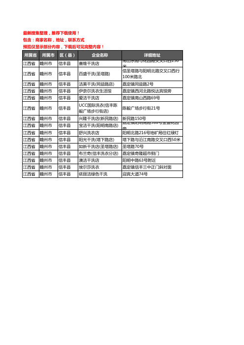 新版江西省赣州市信丰县洗衣店企业公司商家户名录单联系方式地址大全15家