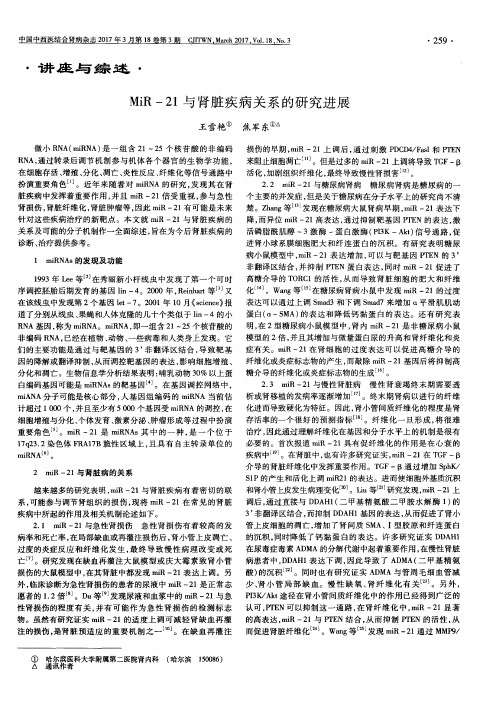 MiR-21与肾脏疾病关系的研究进展