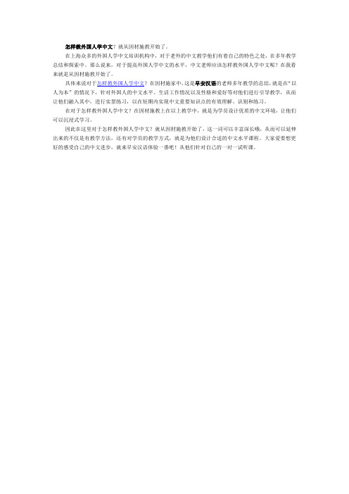怎样教外国人学中文？就从因材施教开始了。