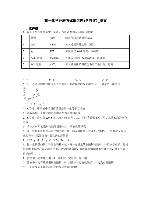 高一化学分班考试练习题(含答案)_图文