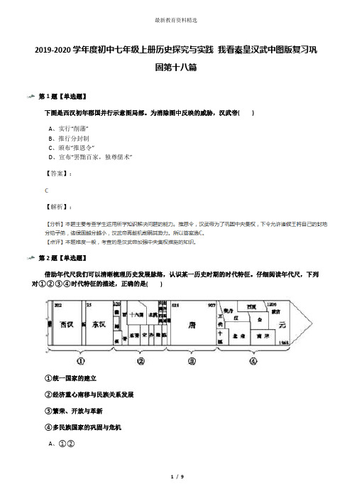 2019-2020学年度初中七年级上册历史探究与实践 我看秦皇汉武中图版复习巩固第十八篇