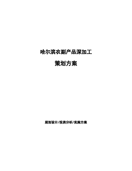 哈尔滨农副产品深加工策划方案
