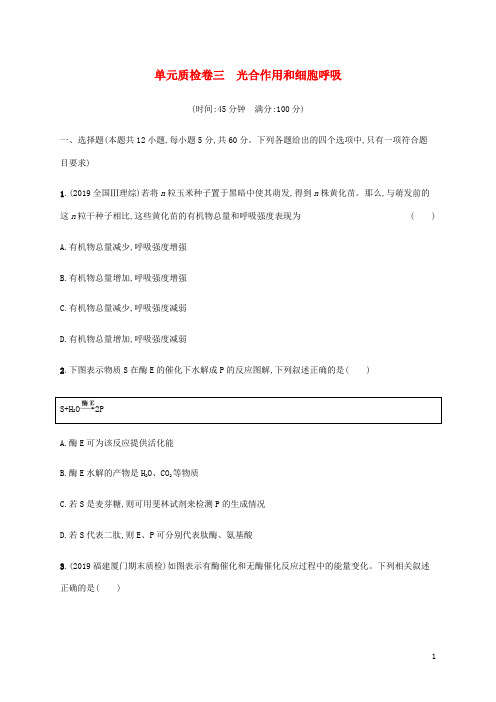 2021版高考生物一轮复习单元质检卷三光合作用和细胞呼吸含解析苏教版