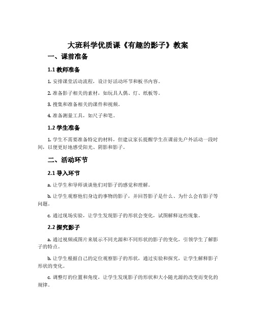 大班科学优质课《有趣的影子》教案