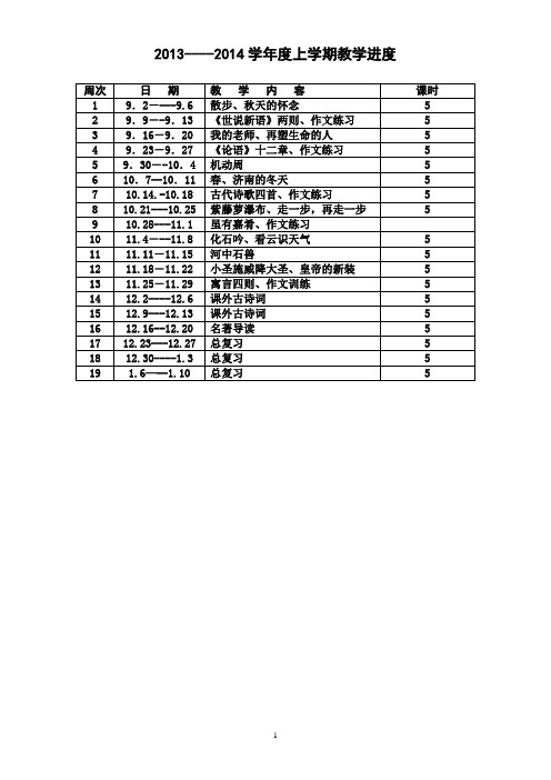 2013----2014学年度上学期教学进度