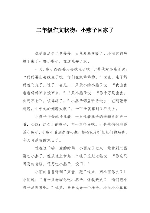 二年级作文状物：小燕子回家了
