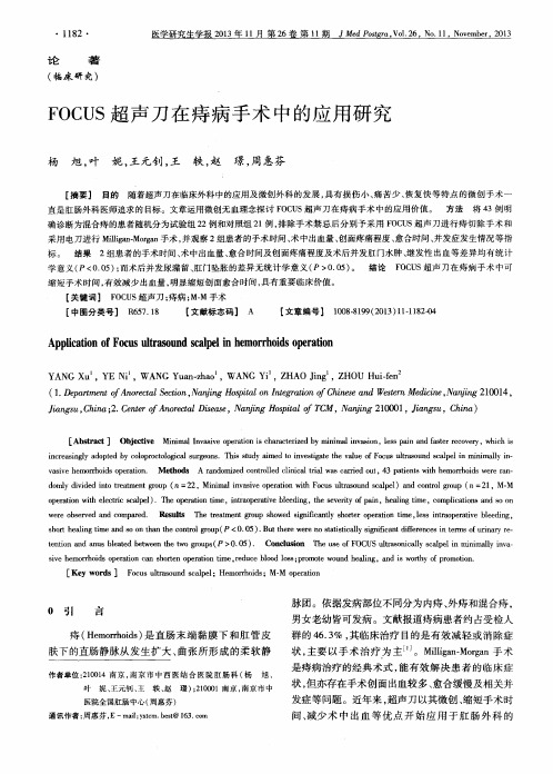 FOCUS超声刀在痔病手术中的应用研究