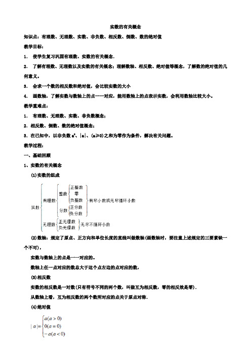 2019年中考数学《实数的有关概念》复习教案