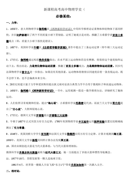 2021年高中物理学史高考必背