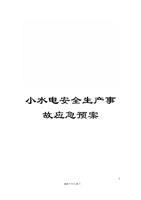 小水电安全生产事故应急预案