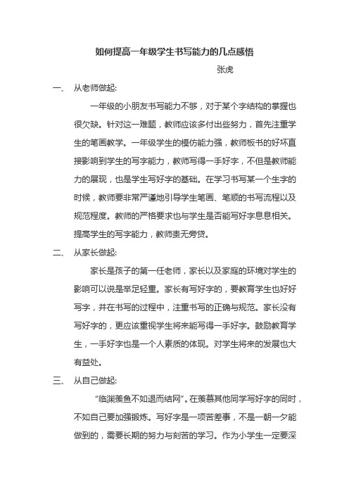 如何提高一年级学生书写能力的几点感悟