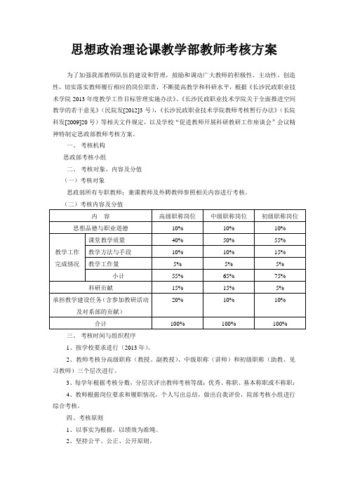 思政部教师考核方案及细则(1)