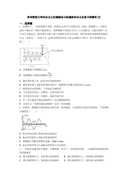 高考物理力学知识点之机械振动与机械波知识点总复习附解析(2)