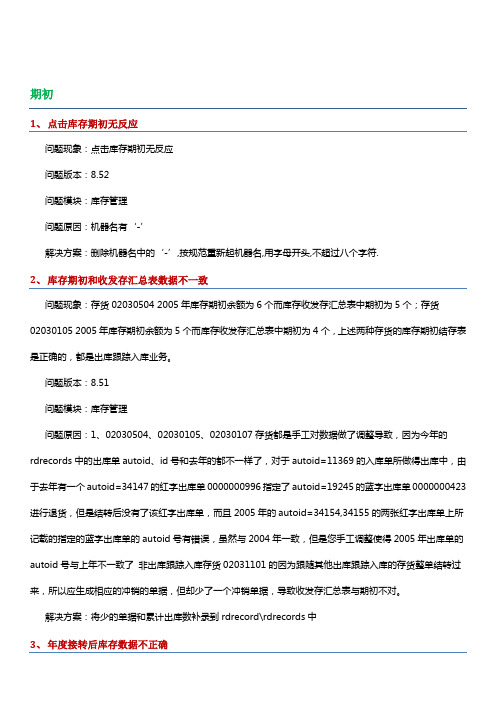 精品用友U8库存管理系统操作问题详解